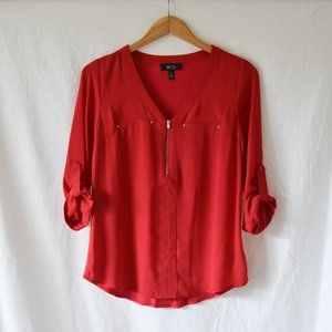 BCX Red V-Neck Blouse